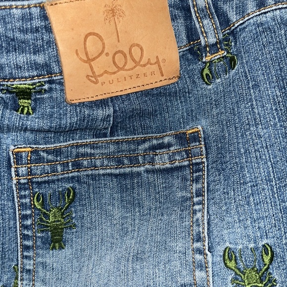Lily Pulitzer denim skirt with embroidered lobster animal - Picture 4 of 5